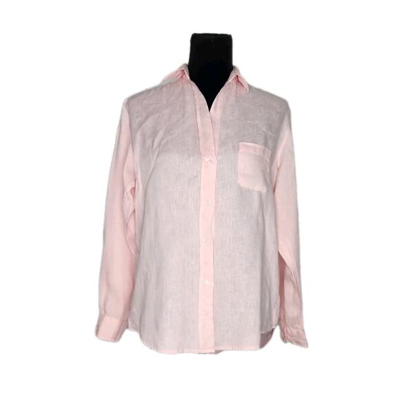 Grayson The Hero Pink 100% Linen Long Sleeve Button Down Shirt Women's Size 02 - Picture 1 of 8